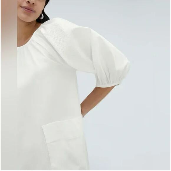 Everlane White Seersucker Puff Sleeve Mini Dress XS - Picture 3 of 12